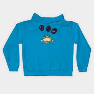 Frog with space balloons Kids Hoodie